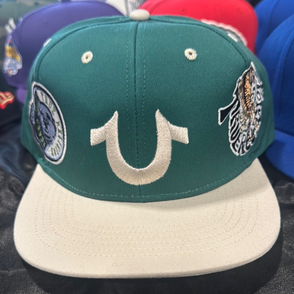 True Religion Green and Cream Snapback Hat